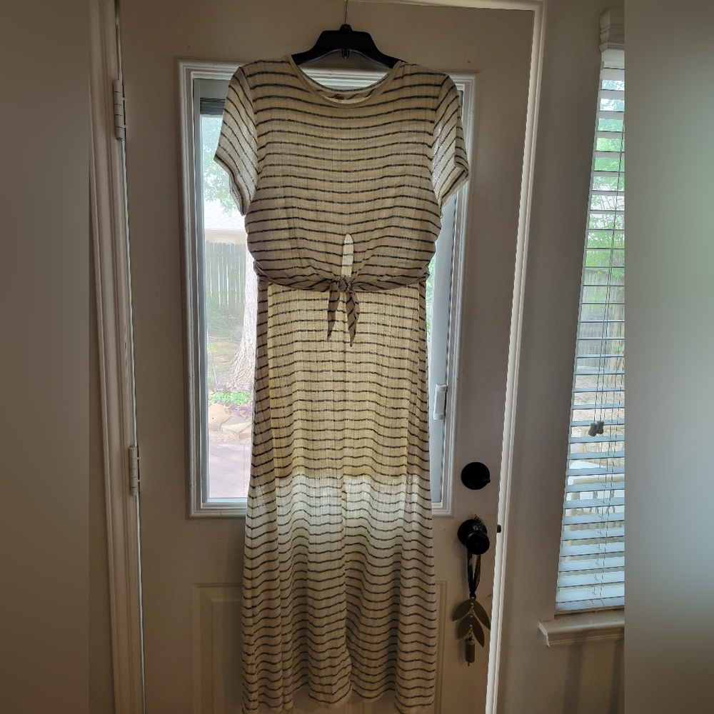 Free People striped pullover dress with front slit